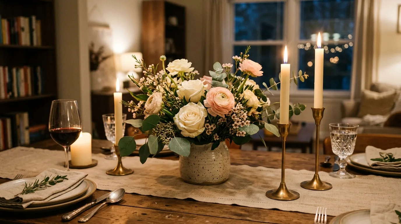 Floral Centerpiece with Candles for 10 christian easter decor ideas for a peaceful home